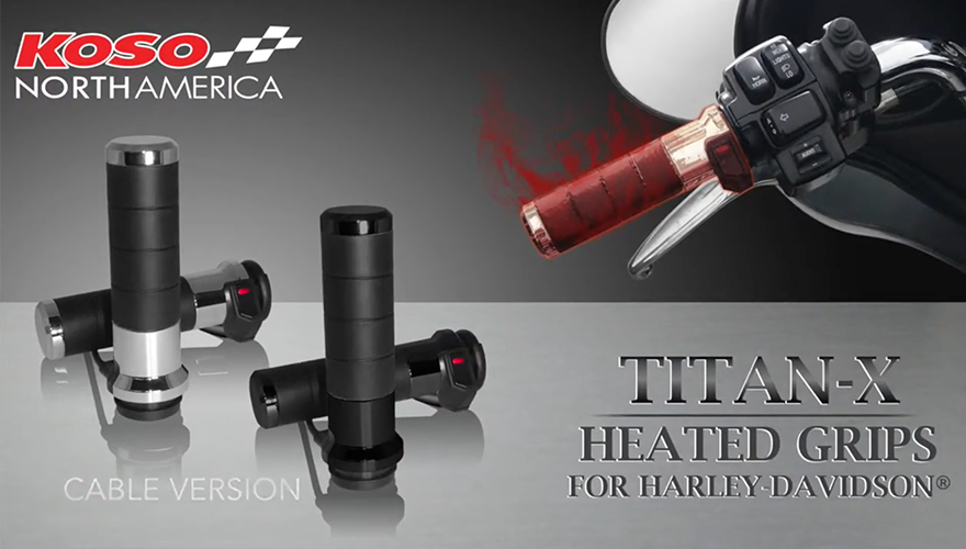KOSO Titan-X Heated Grips_For Harley-Davidson_Cable Throttle (AX068K10.M10)