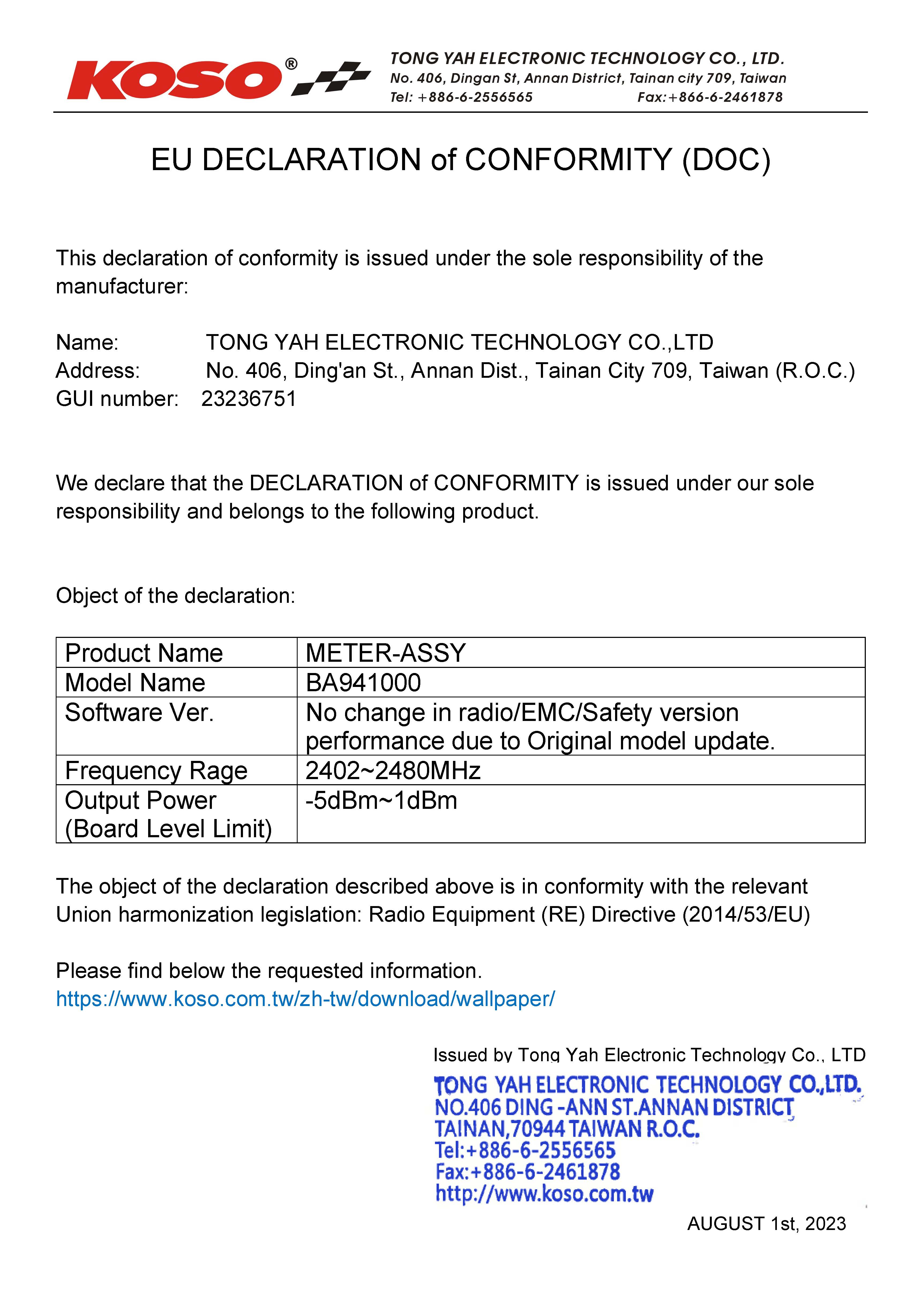 EU DECLARATION of CONFORMITY (DOC)_BA941000